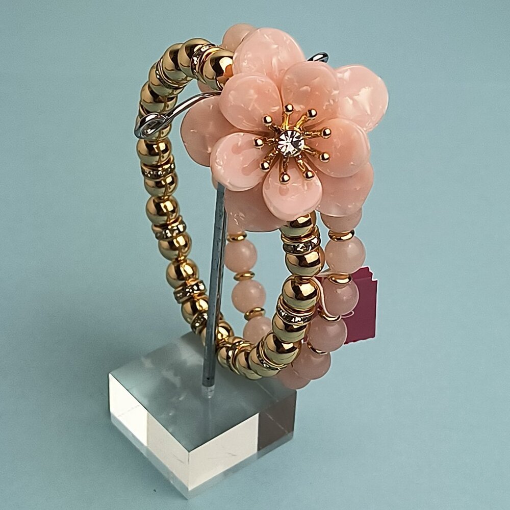 Lilly Pulitzer Statement Bracelet Stretch Exquisite Faux Flower Bloom Blush